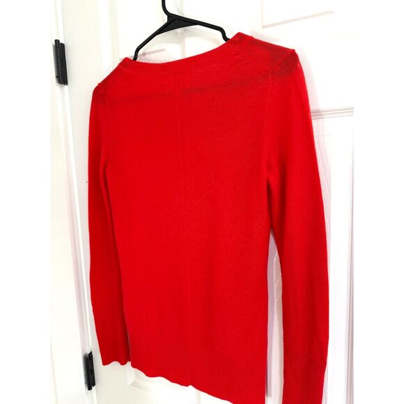 KENAR Superfine Merino Wool Womens Red V Neck Sweater SZ S - Picture 7 of 9